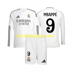 Real Madrid Kylian Mbappé 9 Bambino Maglia Prima 2024/2025 Manica Lunga
